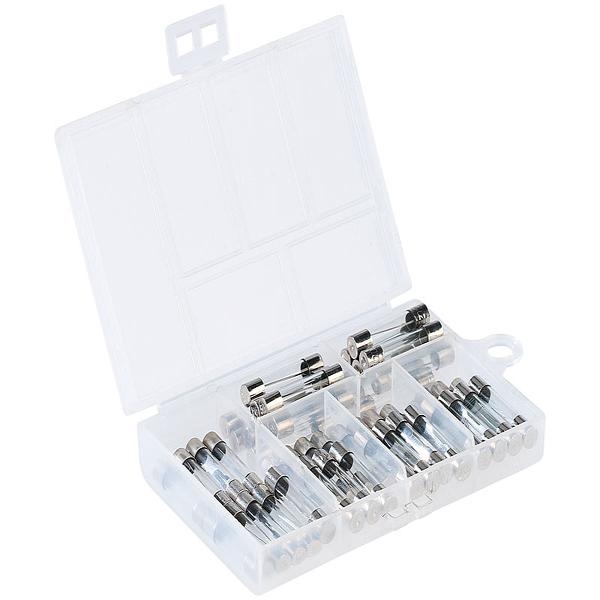 Sortimentskasten Glassicherungen 6x30mm - 48-teiliges Set für Kfz-Stereoanlagen - 6 Stärken von 5A bis 30A - Robuste Glas & Zinklegierung