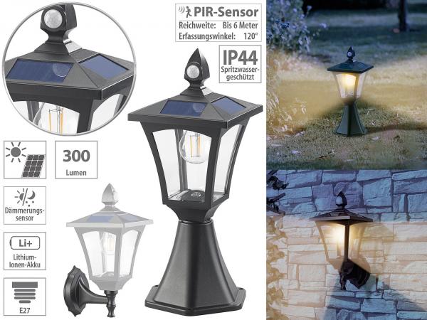 Solar LED Stand & Wall Lantern, PIR Sensor, Twilight Sensor, 300 lm