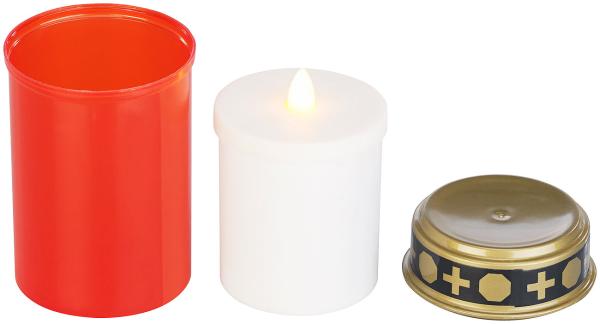Set di 4 candele a LED a luce intermittente a luce di tomba, a batteria, alte 12 cm