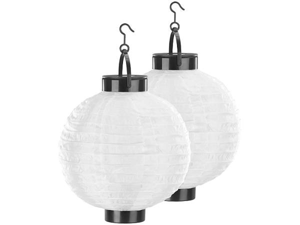 2 lampions solaires Ø 20 cm avec LED blanc chaud