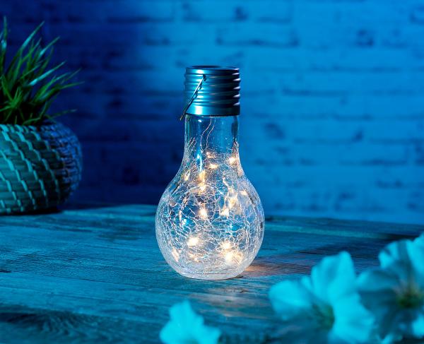 Lot de 4 ampoules à LED décoratives aspect craquelé, avec chargement solaire