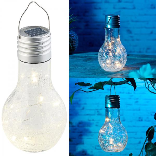 Lot de 4 ampoules à LED décoratives aspect craquelé, avec chargement solaire