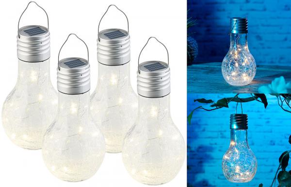 Lot de 4 ampoules à LED décoratives aspect craquelé, avec chargement solaire