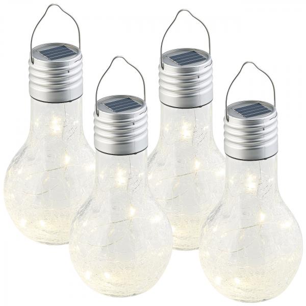 Lot de 4 ampoules à LED décoratives aspect craquelé, avec chargement solaire