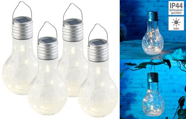 Lot de 4 ampoules à LED décoratives aspect craquelé, avec chargement solaire