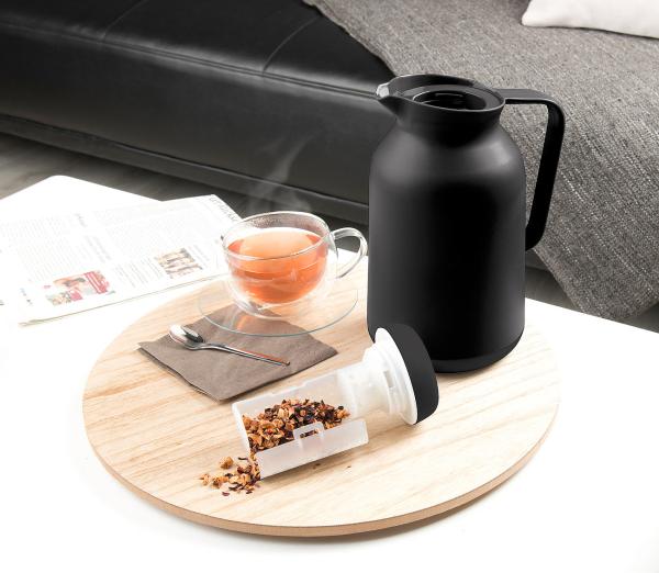 2er-Set 2in1-Vakuum-Isolierkannen für Kaffee und Tee, mit Teesieb, 1 l