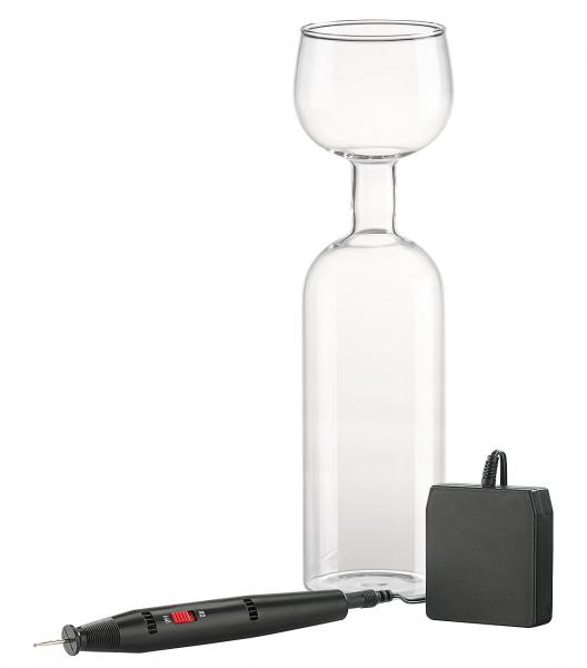 Stylo graveur à pointe en diamant et bouteille-verre 2 en 1