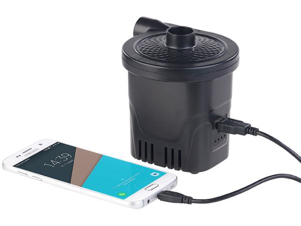 pompa pneumatica ricaricabile 2in1 con funzione di banca di energia e cavo di ricarica USB, 250 l/min
