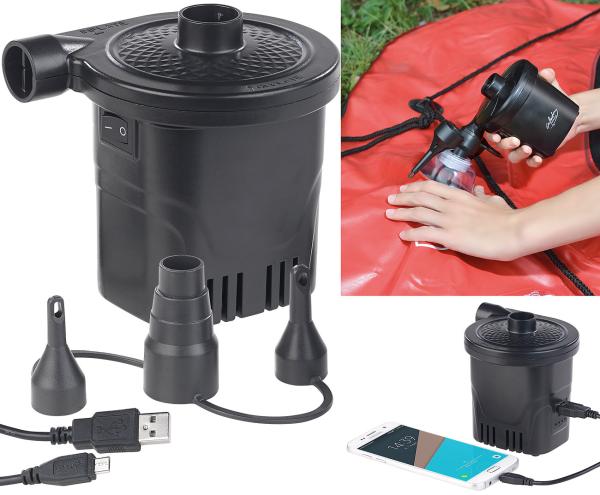 pompa pneumatica ricaricabile 2in1 con funzione di banca di energia e cavo di ricarica USB, 250 l/min