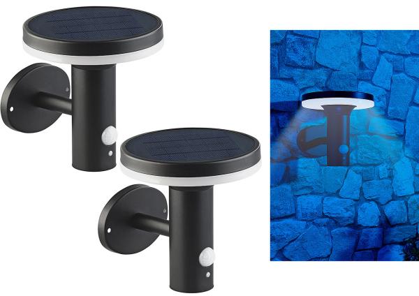 2 luci a parete solari premium a LED, sensore PIR, luce notturna, 600 lumen