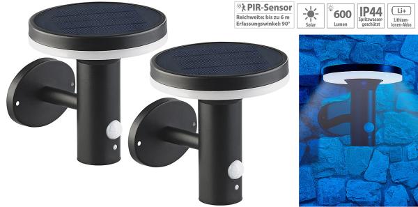 2 luci a parete solari premium a LED, sensore PIR, luce notturna, 600 lumen