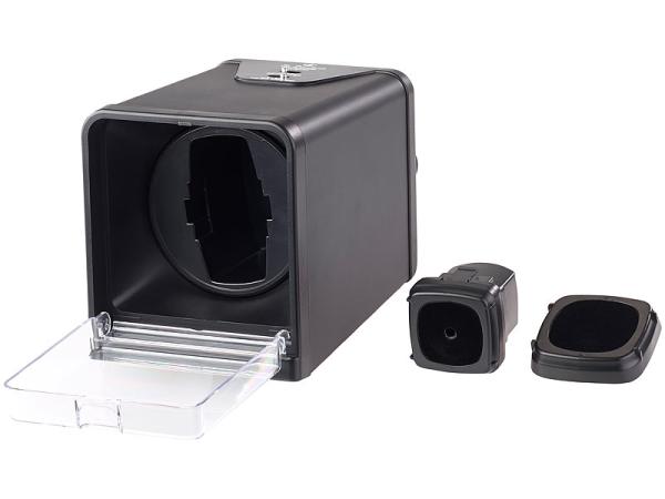 Watch winder for automatic wrist watches, direction of rotation & duration selectable