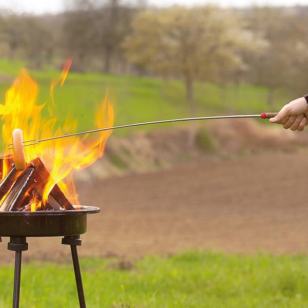 forchettone telescopico 2in1 per barbecue e spiedo per barbecue, da 30 a 90 cm, set da 3