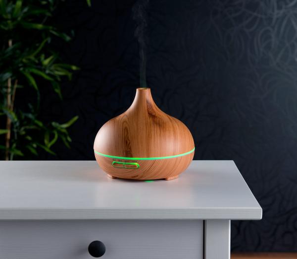 Diffusore di aromi e umidificatore, aspetto legno, cambia colori a LED, 300 ml