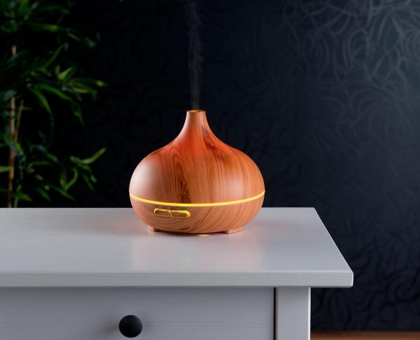 Diffusore di aromi e umidificatore, aspetto legno, cambia colori a LED, 300 ml