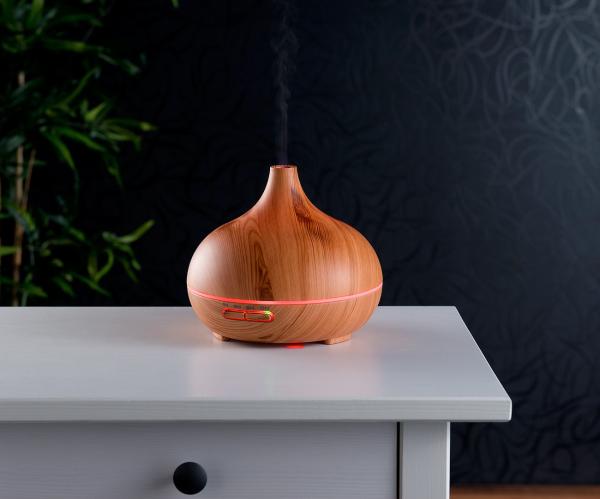 Diffusore di aromi e umidificatore, aspetto legno, cambia colori a LED, 300 ml