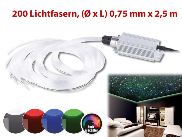 Fiber optic RGB LED starry sky with remote control and 200 light fibers