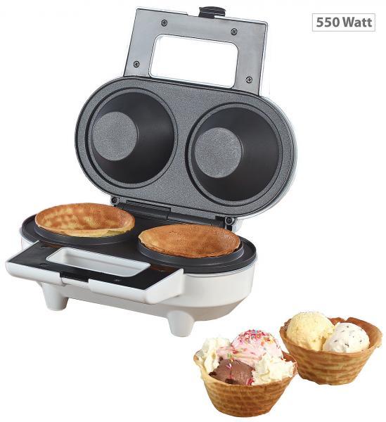 Cialdiera doppia per vaschette per coni gelato, 550 W, rivestimento antiaderente