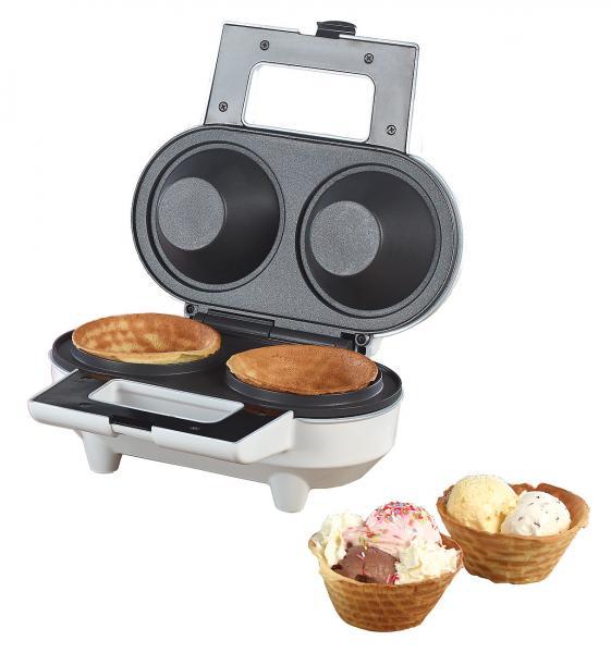 Cialdiera doppia per vaschette per coni gelato, 550 W, rivestimento antiaderente