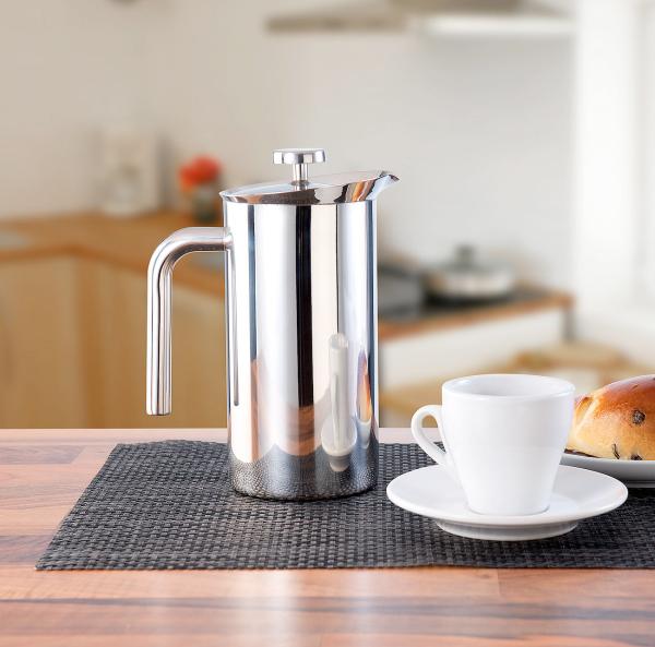 Thermal coffee maker, French press, stainless steel, double-walled, 1 liter, vacuum pot