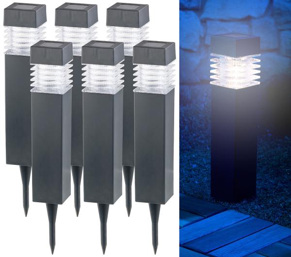 set of 6 modern solar LED path lights with twilight sensor
