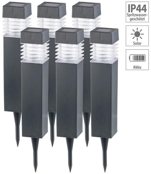 set of 6 modern solar LED path lights with twilight sensor