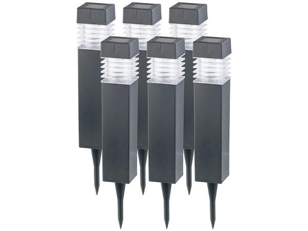 set of 6 modern solar LED path lights with twilight sensor