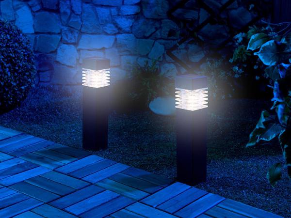 set of 6 modern solar LED path lights with twilight sensor