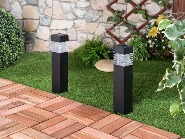 set of 6 modern solar LED path lights with twilight sensor