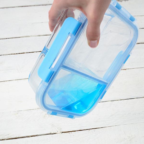 6 boîtes de conservation en verre 1 L avec 3 compartiments