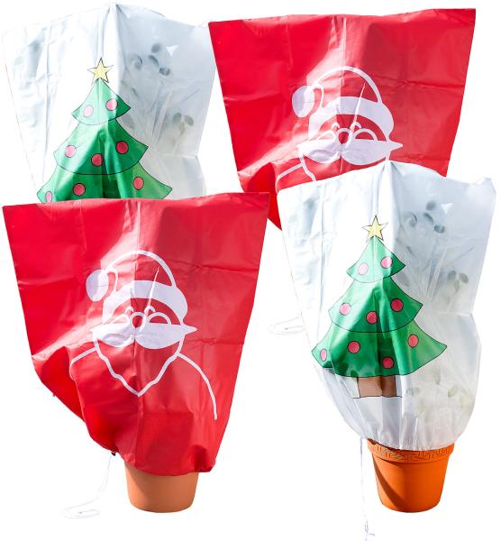 set of 4 winter protection cover "Christmas" for plants, 110 x 120 cm