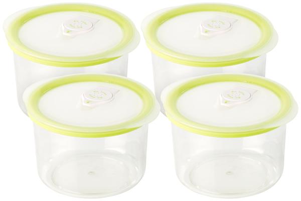 4 boîtes rondes pour mise sous vide - 0,6 L