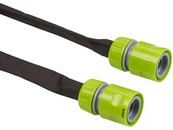 Flat bead hose, quick connect couplings & stop valve, 12m