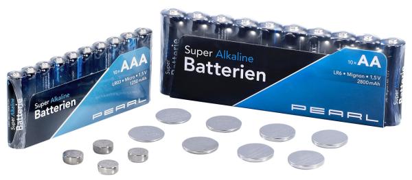Battery set 32 pieces with alkaline and lithium cells