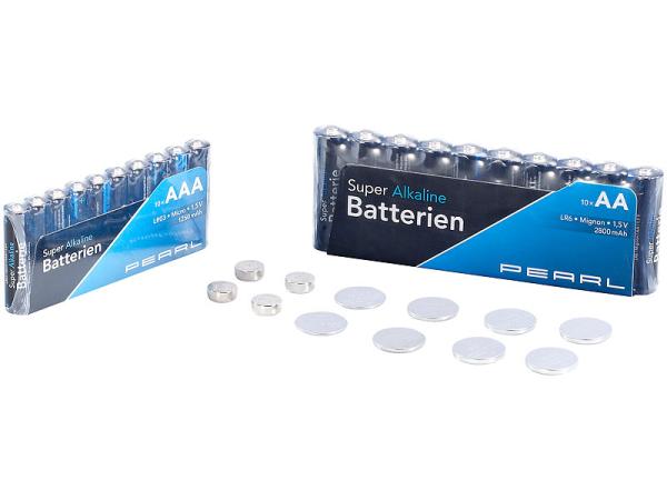 Battery set 32 pieces with alkaline and lithium cells