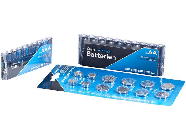 Battery set 32 pieces with alkaline and lithium cells