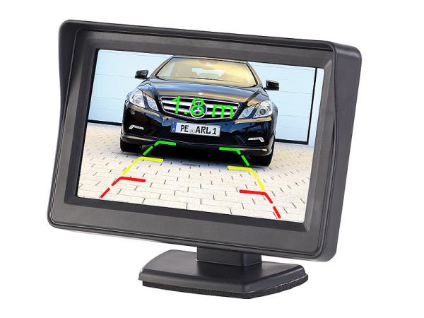 Color rear view camera and parking aid with 10.9 cm TFT rear view monitor