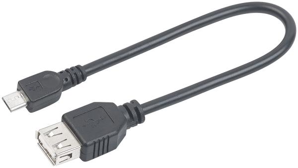 Cavo adattatore USB-OTG, da spina micro USB a presa USB, 20 cm