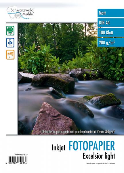 100 fogli. Carta fotografica "Excelsior" opaca 200g/m² A4