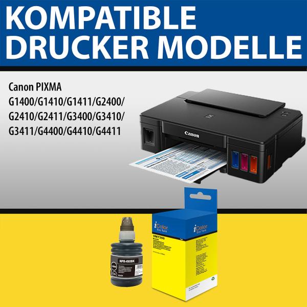 2er-Set Nachfüll-Tinten für Canon, ersetzt Canon GI-490BK, black