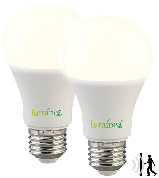 set of 2 LED lamps with motion sensor, E27, 9 watt, 850 lm, warm white