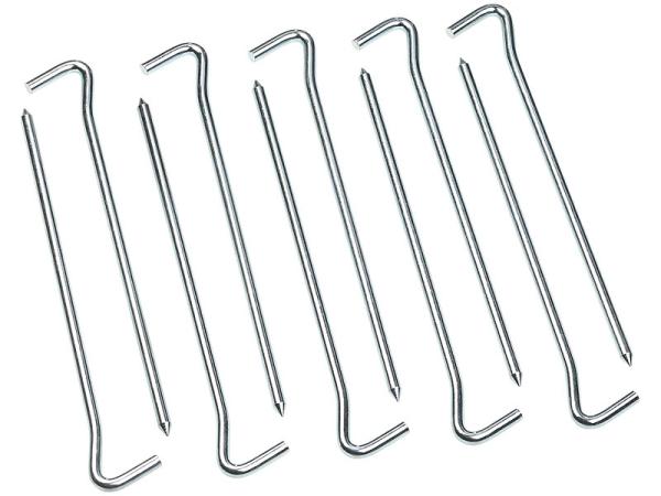 20er-Set XL-Stahl-Zelthaken für alle Bodenarten, 21 cm lang, 6 mm dick