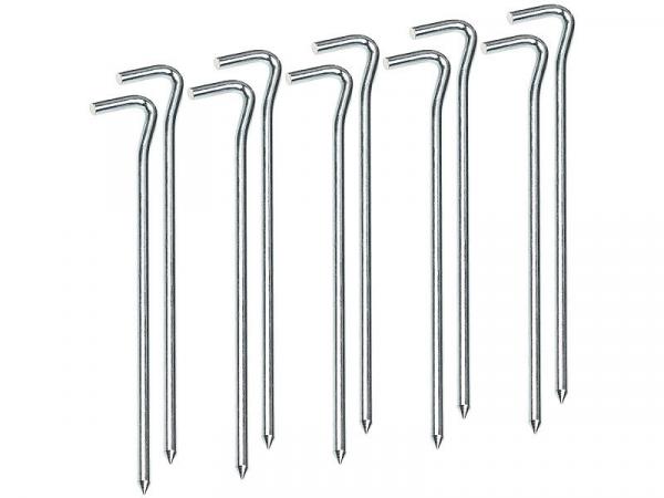 20er-Set XL-Stahl-Zelthaken für alle Bodenarten, 21 cm lang, 6 mm dick
