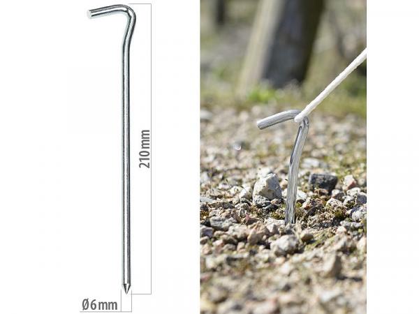 20er-Set XL-Stahl-Zelthaken für alle Bodenarten, 21 cm lang, 6 mm dick