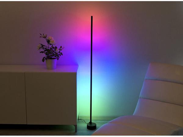 set di 4 luci da pavimento/angolo di sosta WLAN con LED RGB CCT IC, 12 watt, app, nero