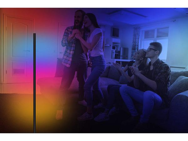 set di 4 luci da pavimento/angolo di sosta WLAN con LED RGB CCT IC, 12 watt, app, nero
