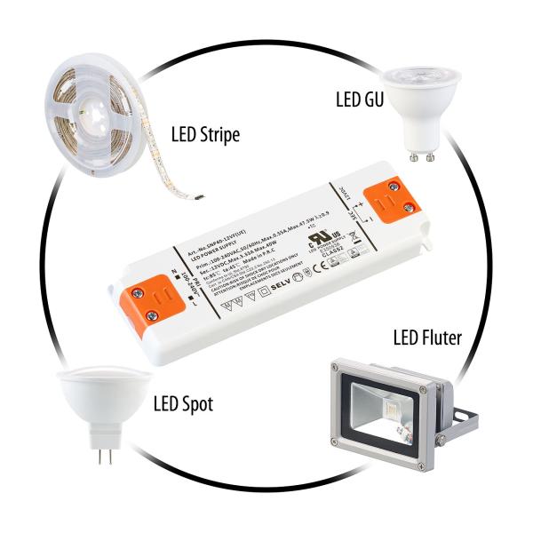 LED transformer, 230 V to 12 V, total load up to 40 Watt, 156 x 50 x 17 mm