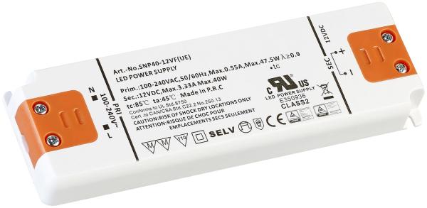 LED transformer, 230 V to 12 V, total load up to 40 Watt, 156 x 50 x 17 mm