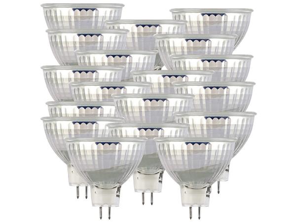 Set di 18 faretti LED, corpo in vetro GU5.3, 6 W, 500 lm, 6500K