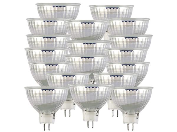 Set di 18 faretti LED con custodia in vetro GU5.3, 6 W, 500 lumen, 3000 K